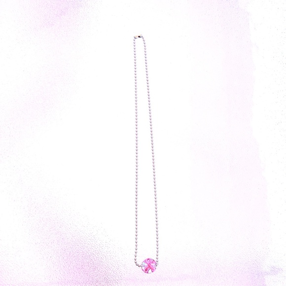 Breast Cancer Awareness Glass Bead Necklace - Picture 4 of 4
